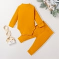 thumbnail image 3 of Pandaie 0-2T Newborn Baby Boy Girl Clothes Button Long Sleeve Romper Bodysuit Pants Set Infant Ribbed Fall Winter Outfits Yellow, 3 of 9
