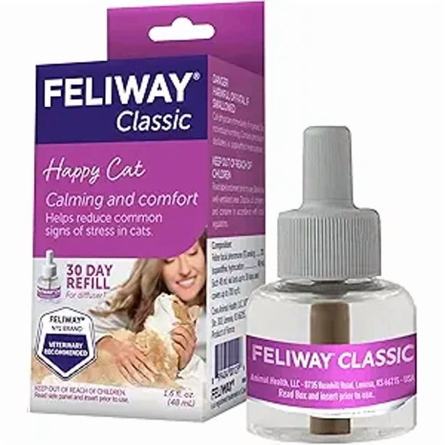 FELIWAY Classic Suplemento calmante para gatos de 30 días (para difusores de feromonas), 48 ml: ayuda a aliviar los síntomas comunes del estrés en gatos y gatitos.