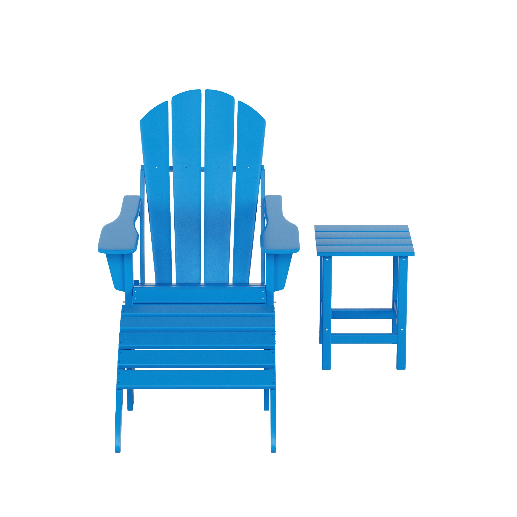 WestinTrends Malibu Outdoor Lounge Chairs, 3-Pieces Adirondack Chair Set with Ottoman and Side Table, All Weather Poly Lumber Patio Lawn Folding Chair for Outside Pool Garden Backyard, Pacific Blue - image 3 of 7