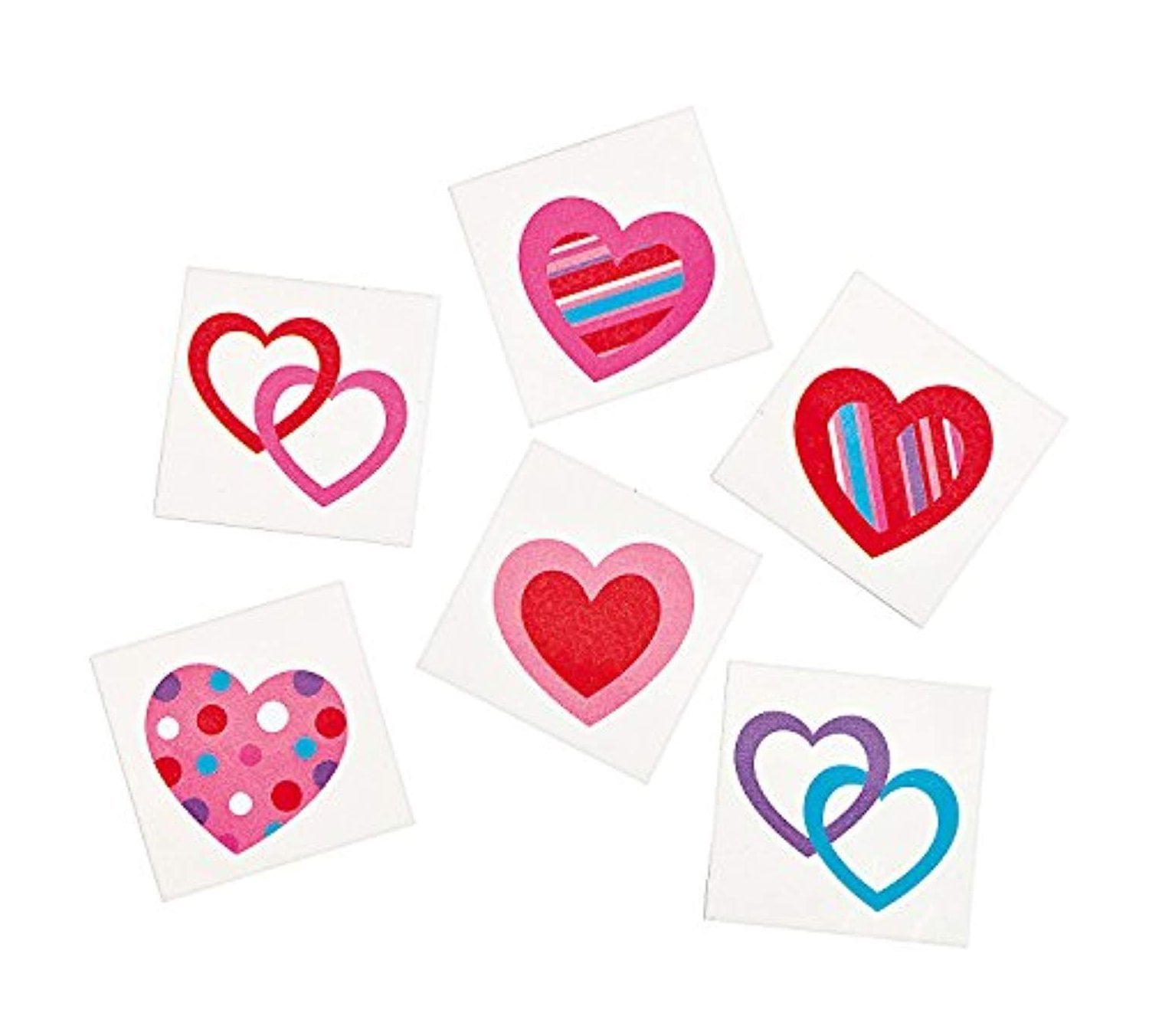 Valentines Day Hearts Design Temporary Tattoos Pack of 72