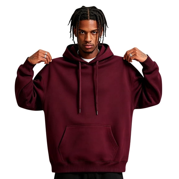 Homeyce Men's Sweatshirts Oversized Hooded Sweatshirt with Pockets Long Sleeve Plain Lightweight Hoodie Pullover Hoodies,Red 2XL