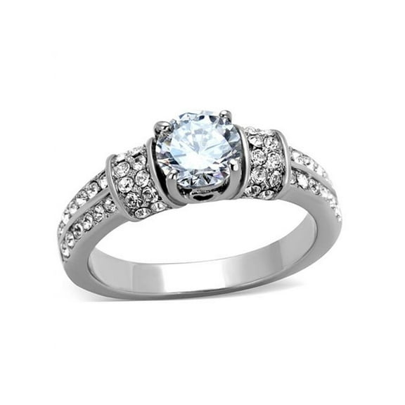 1.32Ct Round Cut Cubic Zirconia Stainless Steel Engagement Ring Womens Size 10