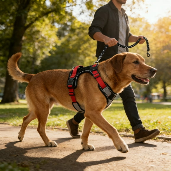 Arnés para mascotas | Malla transpirable reflectante sin mangas para perros y gatos. Correas ajustables para el pecho y el cuello | Acolchado suave para mayor comodidad | Paseos nocturnos segu