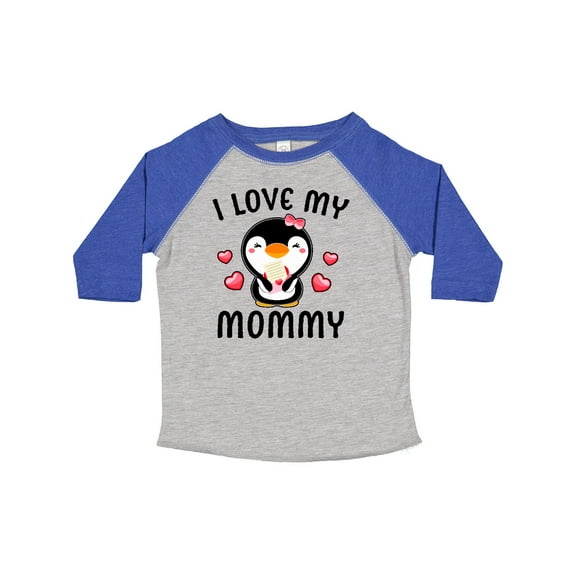 Inktastic I Love My Mommy with Cute Penguin and Hearts Girls Toddler T-Shirt