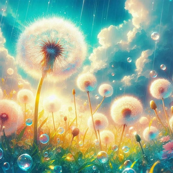 DIY 5D Diamond Painting Kit (for Adults) Diamond Painting "Dandelion" - Full Diamond Crystal Rhinestone Embroidery Craft Kit, Can Be Used as Gift, Wall Decoration