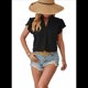 thumbnail image 3 of Blusa de Verano 2025 para Mujer, con Cuello en V, Volantes, Corta, Lunares, Holgada, Tipo Túnica, Color Negro, Talla M, 3 of 6