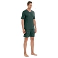 thumbnail image 6 of MoFiz Pjs Men's Solid Bamboo Pajamas Set Short Sleeve V-Neck Top and Shorts with Pockets Loungewear 2-Piece for Men, 6 of 6