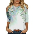 thumbnail image 2 of Fall Économies! Chemises pour Femmes Habillées Décontractées, Chemises à Manches 3/4 pour Femmes, Tuniques à Manches Courtes Grande Taille pour Femmes, T-shirt Imprimé Mode Boho à Manches 3/4 Col Rond Hauts Décontractés, 2 of 5