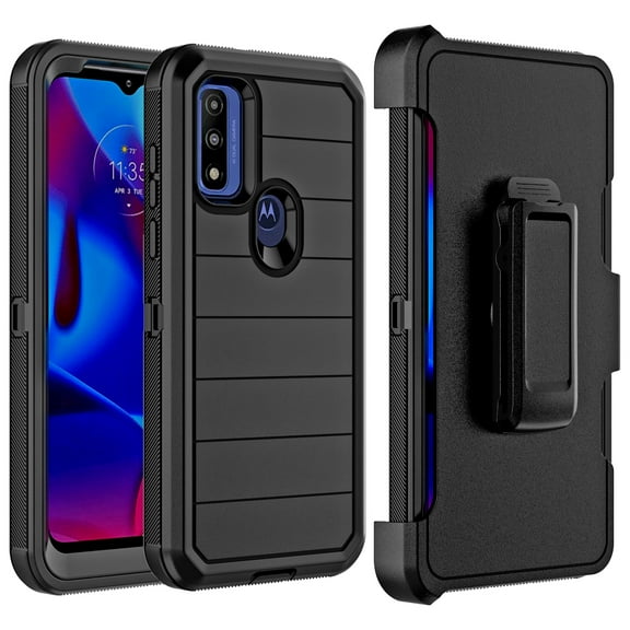 Xpm Case for Motorola Moto G Play 2023 Heavy Duty Hard PC Dual Protective Hybrid Combo Rotatable Holster Belt Clip Stand Cover for Moto G Play (2023) - Black