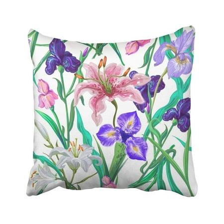Iris Bouquet - ARTJIA Purple Beauty With Flowers Iris Lily Bloom Blossom Botanical Bouquet Bud Calla Delicacy Pillowcase Cover 18x18 inch