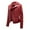 Burgundy, variant on Odeerbi Leather Jackets For Women Outerwear Coats Warm 2025 Long Sleeve Slim Winter Parkas Faux Hoodless Coat Burgundy