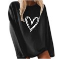 thumbnail image 2 of Usmixi Under $5 Sweatshirt for Women Winter Womens Crewneck Sweatshirt Valentine's Day Fashion Heart Print Sweater Long Sleeve Loose Cozy Knitted Ribbed Pullover Sweatshirt Tops, 2 of 4
