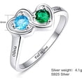 thumbnail image 4 of Personalized Name Ring for Women 925 Sterling Silver Double Heart Mothers Rings Customized Promise Ring with 2 Simulated Birthstones and 2 Names, 4 of 5
