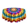 thumbnail image 5 of Colorful Tie Dye Layered Mandala Round Tablecloth 60"x60",Wrinkle Wipeable Table Cloth for Kitchen Dining Room Picnic Patio Party, 5 of 6