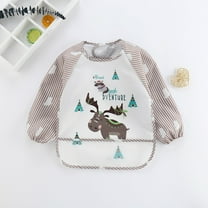 SDJMa Mess Proof Baby Bib, Cute Cartoon Long Sleeve Bib Outfit, Waterproof Bibs for Toddlers, Machine Washable, Baby Smock