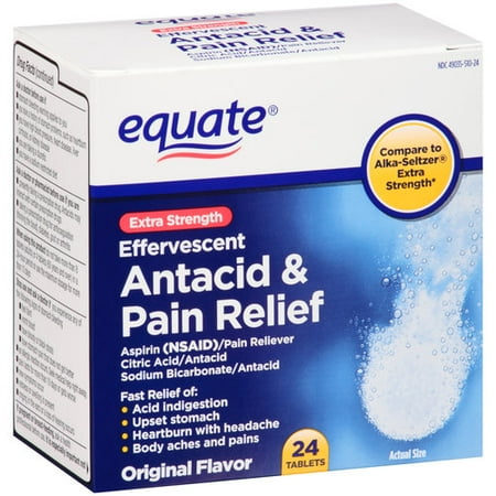 effervescent pain antacid tablets equate flavor relief strength count extra