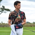 thumbnail image 3 of Rateoe Colorful Rose Bird Pattern Men's Short Sleeve Polo Shirts, Golf Polo Shirts Short Sleeve Performance Moisture Wicking Dry-4X-Large, 3 of 6