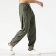 thumbnail image 6 of HAPIMO Men's Cotton Linen Jogger Cuff Pants Summer Discount Sale Elastic Waist Drawstring Comfy Fashion Casual Loose Workout Sports Trousers for Boys Solid Green XXXL, 6 of 7