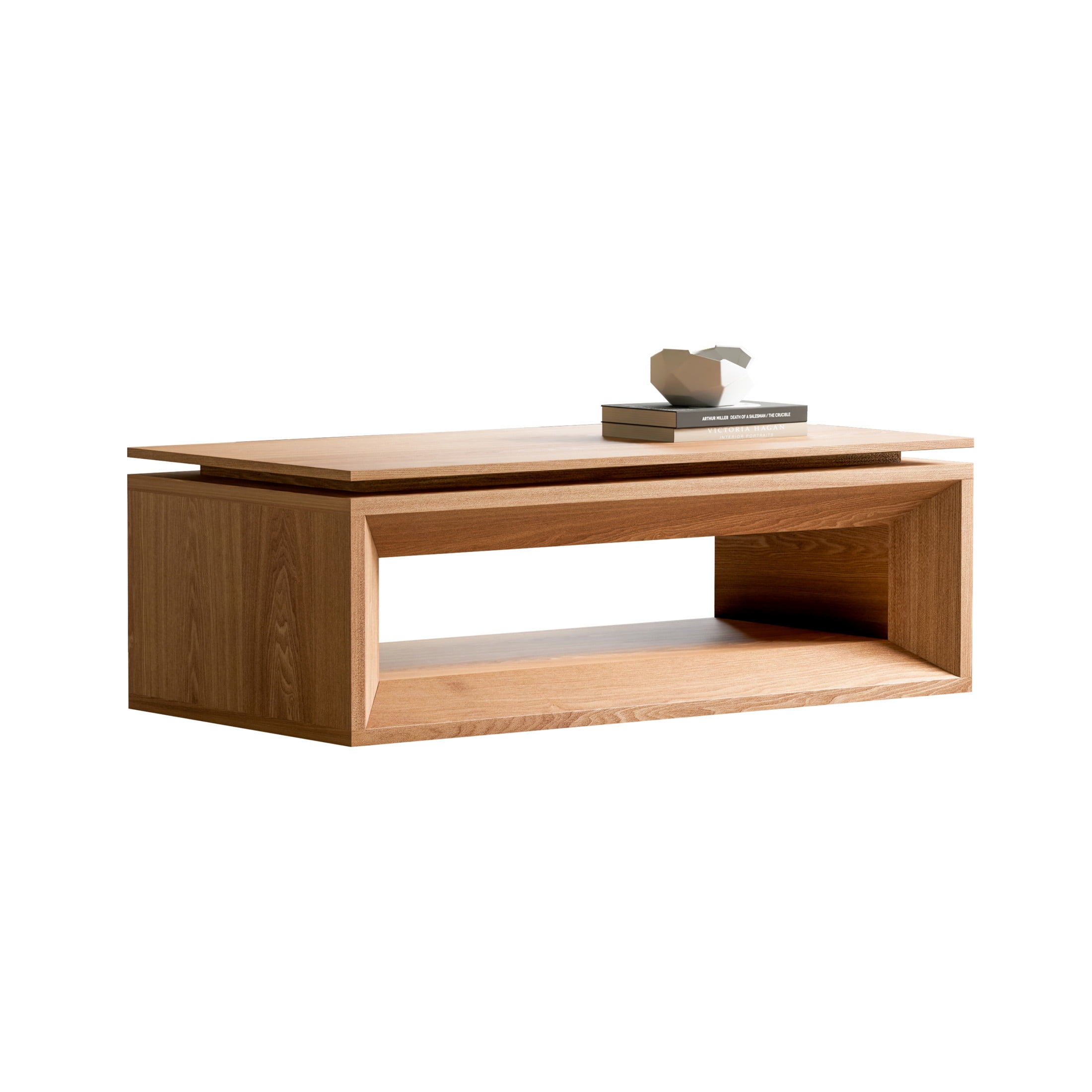 Noble House Fraser 43.3" Modern Lift-Top Coffee Table with Hidden Storage, Adjustable Height for Living Room, Natural
