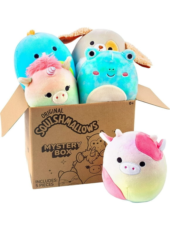 Squishmallow 5" Plush Mystery Box, 5-Pack - Assorted Set of Various Styles - Official Kellytoy - Cute and Soft Squishy Stuffed Animal Toy