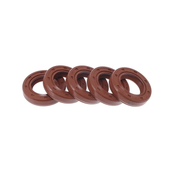 Sello de aceite universal Unique Bargains TC de doble labio con resorte de acero, sello de eje rotativo 17x28x6mm, caucho FKM de alta presión, marrón, 5 piezas
