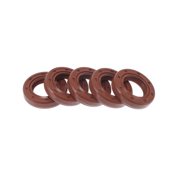 Sello de aceite universal Unique Bargains TC de doble labio con resorte de acero, sello de eje rotativo 17x28x6mm, caucho FKM de alta presión, marrón, 5 piezas