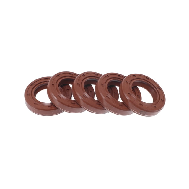 Sello de aceite universal Unique Bargains TC de doble labio con resorte de acero, sello de eje rotativo 17x28x6mm, caucho FKM de alta presión, marrón, 5 piezas