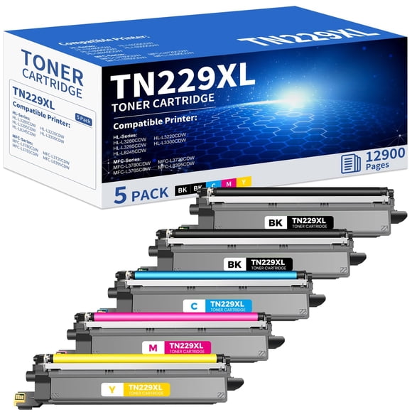 Cartucho de tóner Topcolor TN229XL, paquete de 5, alto rendimiento