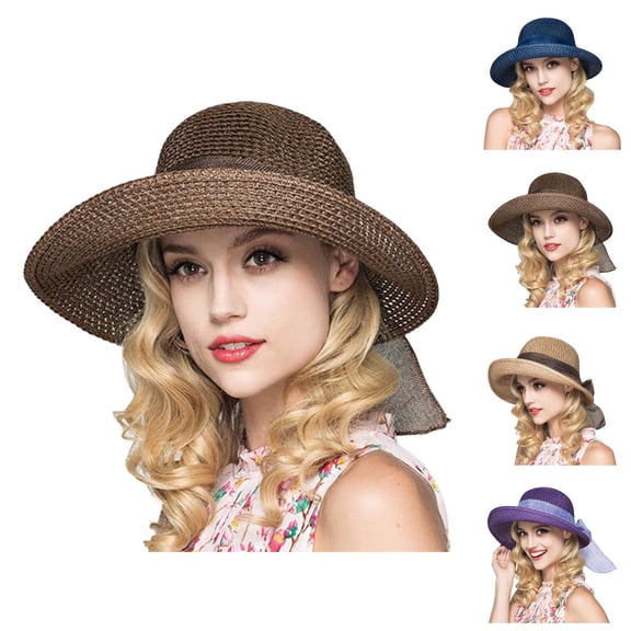 Wide Brim Straw Sun Hat for Women – UV Protection, Packable Beach Hat for Vacation, Travel & Hiking, Comfortable & Breathable Design for Maximum Sun Coverage & Protection