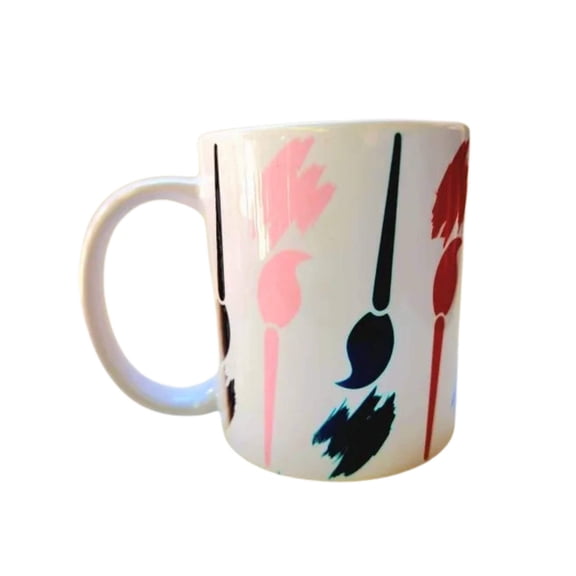 Hand Crafted Multi-Color Paint Brush Design Ceramic Coffee Mug for lover of art