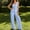 Blue women boho beach outfit a1, variant on BRELIL Women Two Piece Striped Boho Beach Outfit V Neck Sleeveless Peplum Top Wide Leg Pants Casual Loose Summer Vacation Tracksuit Lounge Set, Yellow XL