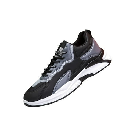 

Rockomi Mens Sneakers Lace Up Athletic Shoes Sport Casual Sneaker Men Non-slip Slip Resistant Trainers Fashion Plush Lined Walking Shoe Black 6