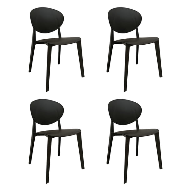 Ilios Innova | Set de 4 Sillas Teksi Negro de Polipropileno Reforzado con Fibra de Vidrio, Diseño Minimalista y Apilable para Comedor, Terraza, Restaurante y Cafetería, Resistentes a la Intemperie.