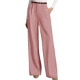 thumbnail image 2 of Womens Wide Leg Dress Pants Business Casual Flowy Work Palazzo Pants High Waisted Slacks Trousers Pink L, 2 of 10
