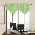 thumbnail image 4 of Moqsnm 3 Piece Beaded Triangle Sheer Valance Curtains for Windows Kitchen Living Room Bathroom Bedroom Voile Sheer Rod Pocket Short Window Valance Curtains (Green,51"x24"), 4 of 9