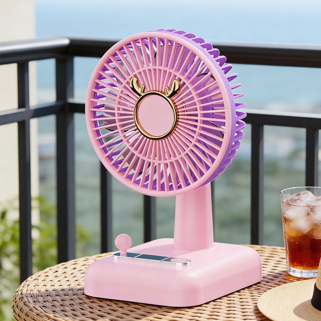 Ventilador de escritorio mini recargable por USB con luz LED, ventilador portátil de mano para dormitorio, oficina y viajes, silencioso, compacto y versátil.