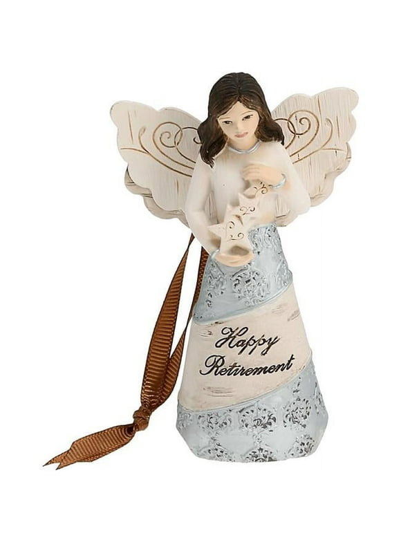 Pavilion Gift Elements Angels - Happy Retirement Ornament 4.5 Inch Angel Figurine Holding Stars