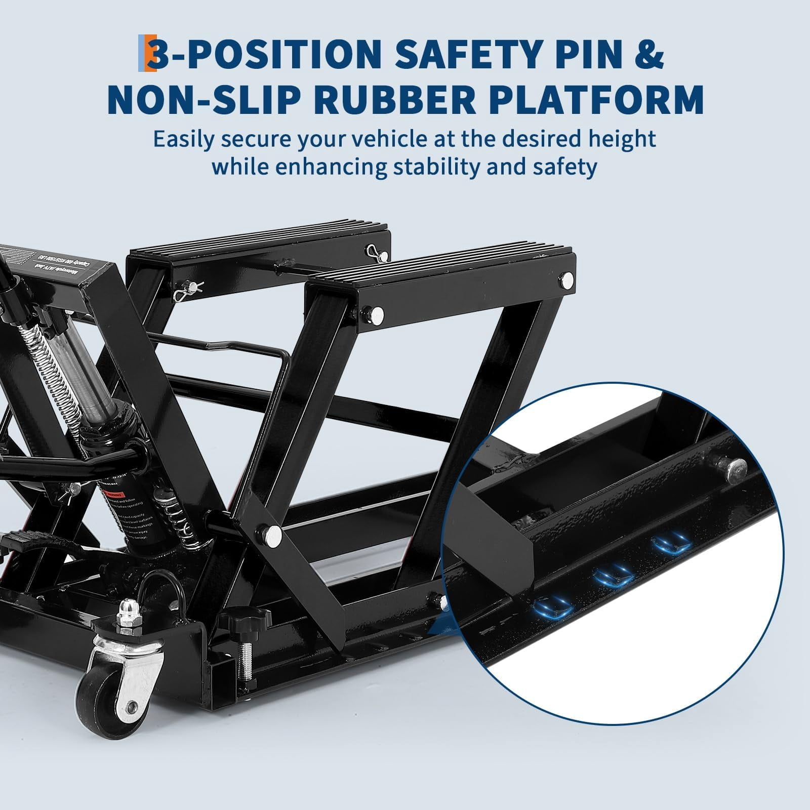 1500LBS Hydraulic ATV Motorcycle Scissor Lift Jack, Adjustable Height 4.7-14.57 Inch, Black Garage Lift Stand
