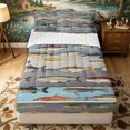 thumbnail image 2 of Erosebridal Rustic Layered Fish Tile Zipper Queen Comforter Set with Fitted Sheet and 2 Pillowcases,Weathered Wood Panel Secondary Motif Zipper Bedding Set,Slate Cream,4 Pieces,Reversible, 2 of 6