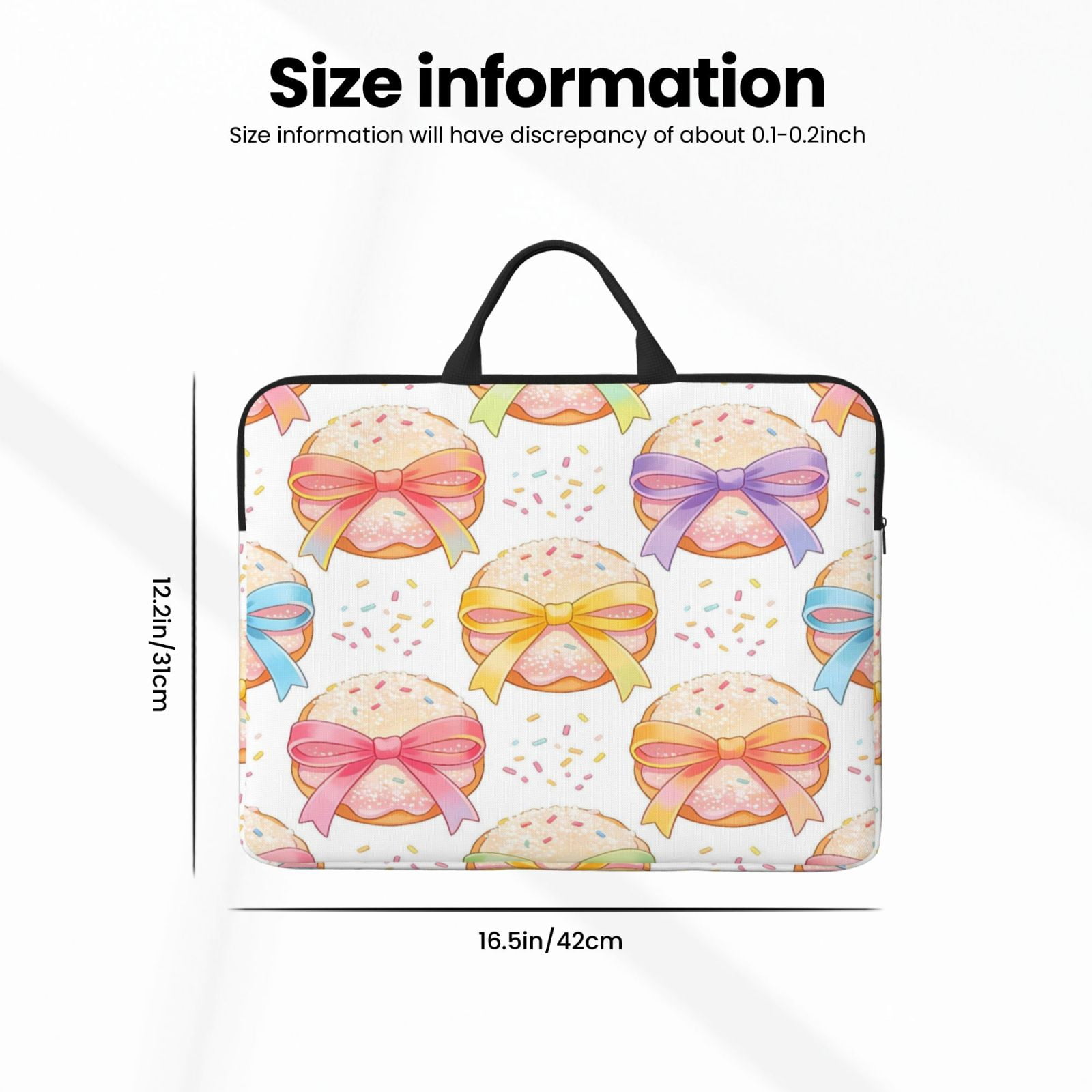 Laptop Sleeve Bag For Women Men 14inch Waterproof Durable Protective Computer Carrying Cover Handle Laptop Case Bag Bow Dessert