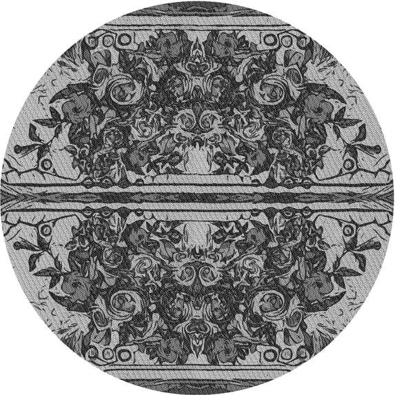 Ahgly Company Machine Washable Indoor Square Transitional Dark Gray Area Rugs, 3' Square