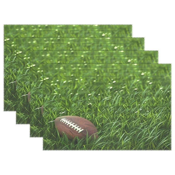 Ryvnso Placemats Set of 4 Football Grasses Dining Mats Heat-Resistant Non-Slip Washable Table Mat