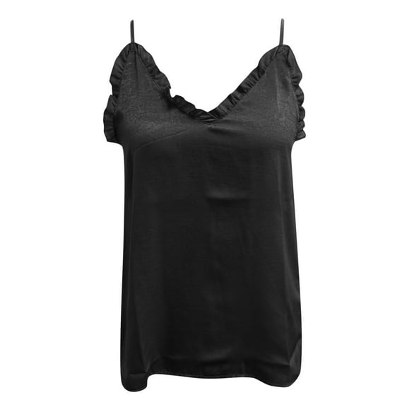Aayomet Womens Tops Dressy Casual Womens Sleeveless V Neck Tank Tops Summer Casual Ribbed Button Henley Shirts,Black L