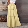 thumbnail image 3 of Women's Maxi Skirt A Line Tiered Long Elastic Waist High Swing Beach, 3 of 9