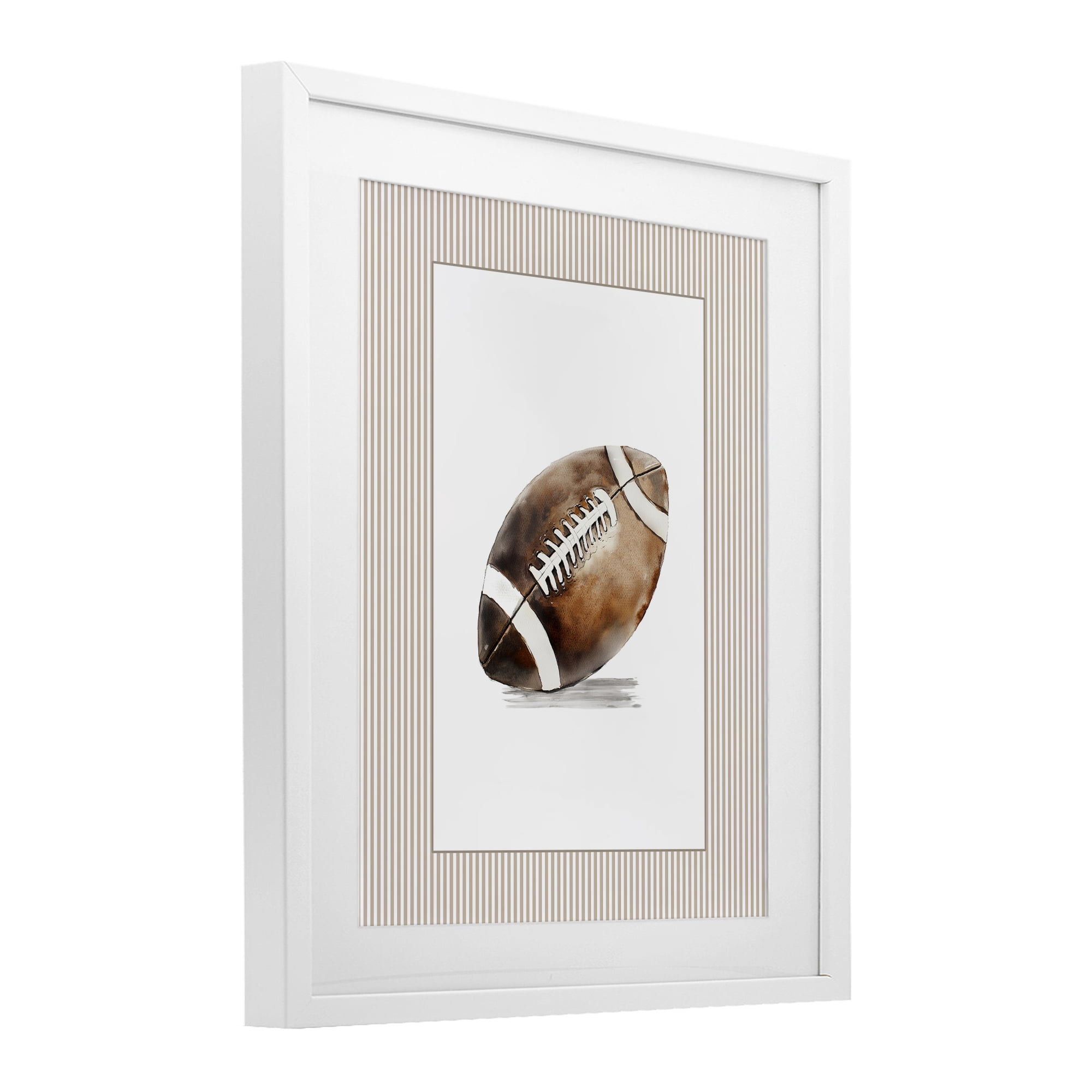 Stupell Industries Vintage Sports Football White Framed Print Under Glass, design by Christine Simpson Art