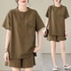 thumbnail image 3 of Traje de dos piezas de moda informal para mujer, holgado, de verano, ligeramente adelgazante, 3 of 5