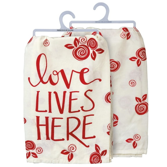 Primitives by Kathy Love Lives Here Dish Towel 28" x 28"