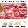 thumbnail image 5 of WOOW DEPOT Thick Fleece Bed Blanket, 1 PCS Rose Floral Printed 7.3 lbs Heavy, Soft Warm Mink Blanket Luxurious Reversible, Full Queen 78.7" x 90.5", Pink, 5 of 7