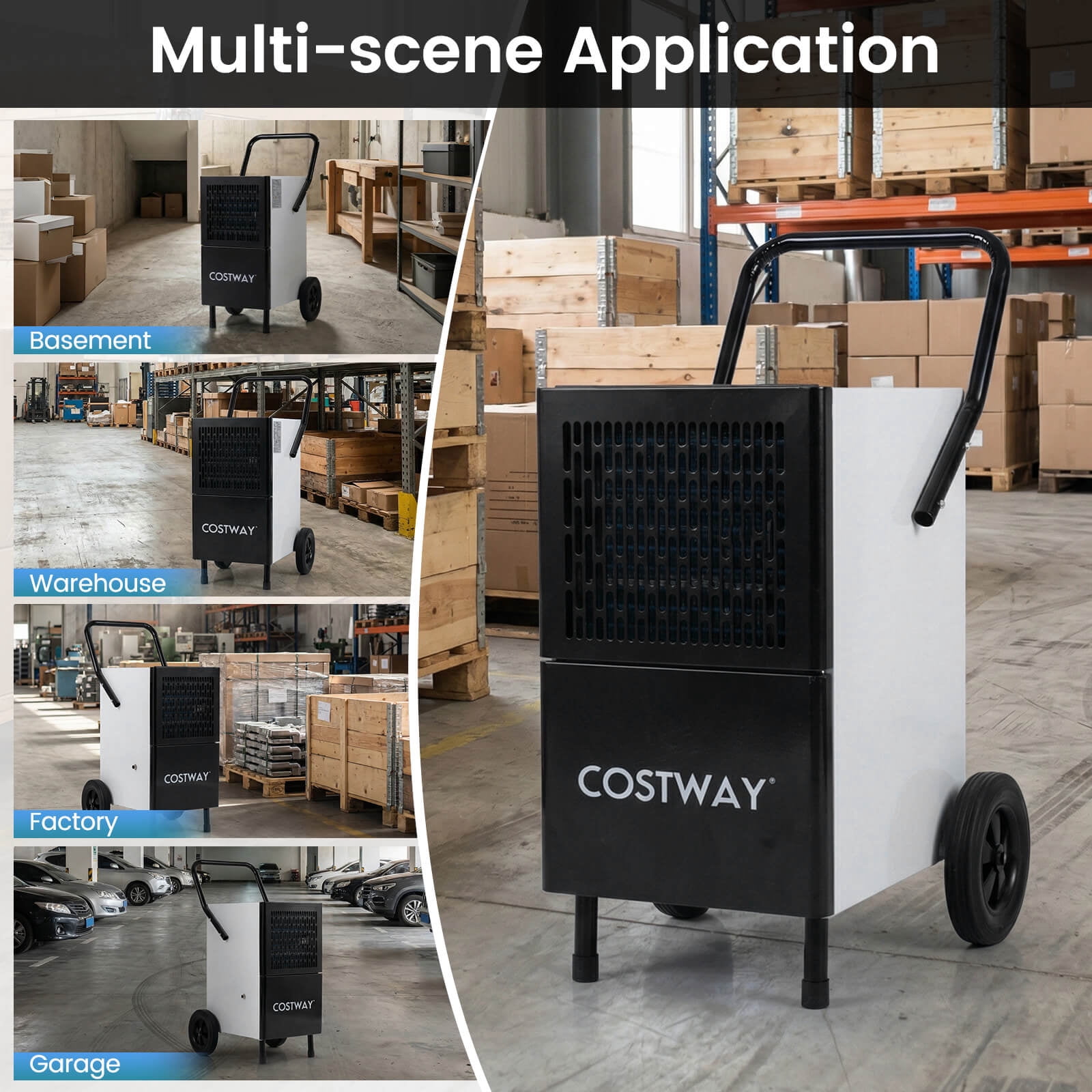 Costway 42-Pint(DOE) Dehumidifier with Built-in Pump, Drain Hose & Wheels White + Black 7500 Sq. ft Coverage Area (MAX 189Pint at 95°F, 90%RH)