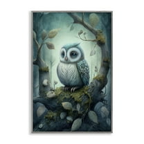 Stupell Industries Calm Mystic Owl Landscape Painting Gray Framed Art Print Wall Art, 20 x 30